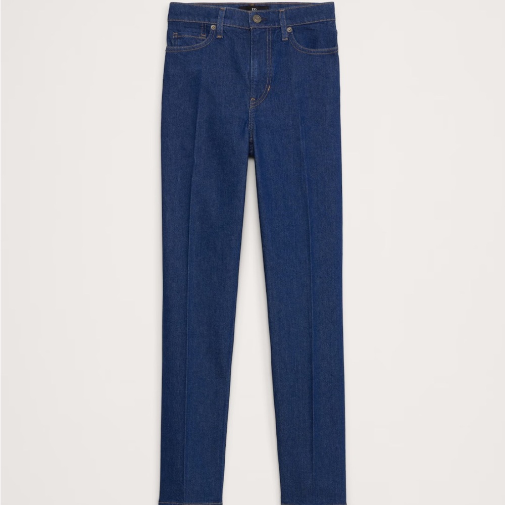 Banana Republic Blue High-Rise Straight Leg Jeans, Size 32R Med Wash NWT